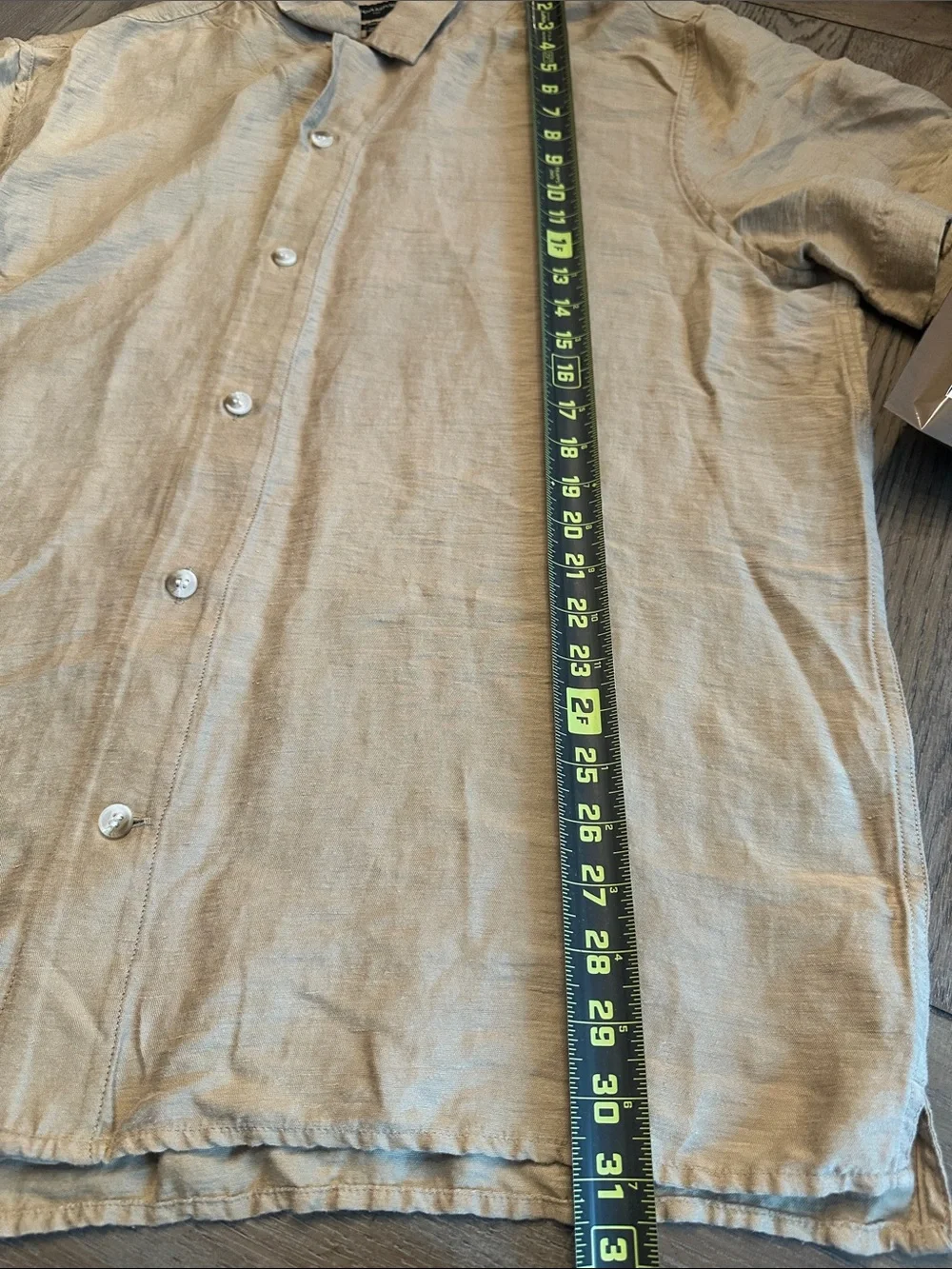 Banana Republic Factory Satin Camp Shirt Linen Blend XL Tan SP24